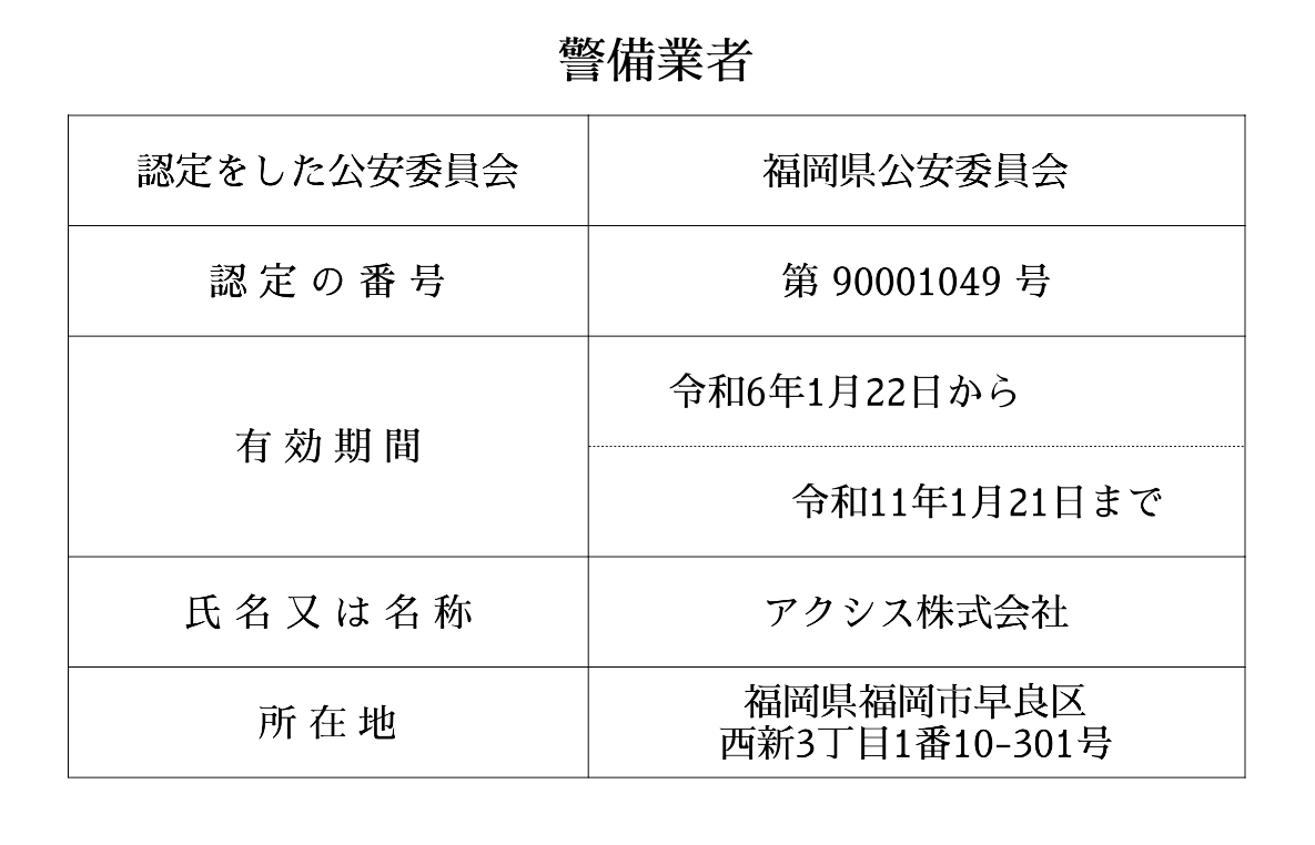 警備業認定標識